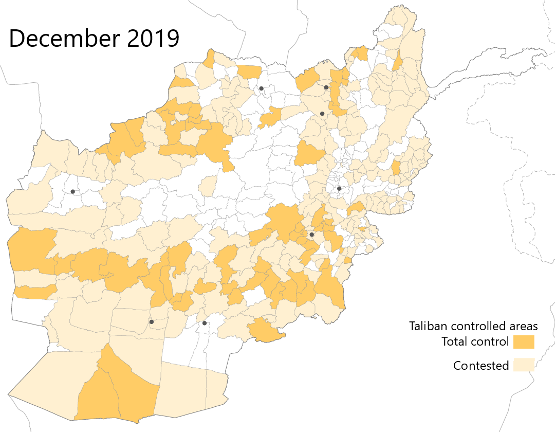 Taliban controlled areas, Dec 2019