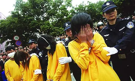 'Shame parades' are common in China, especially for suspected prostitutes. 